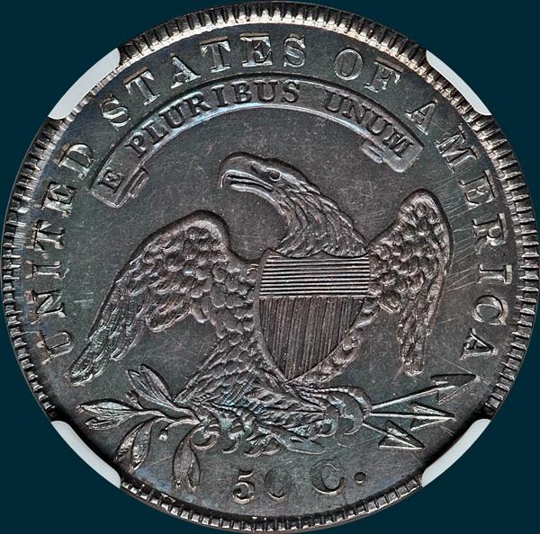 1834 O-104, capped bust half dollar