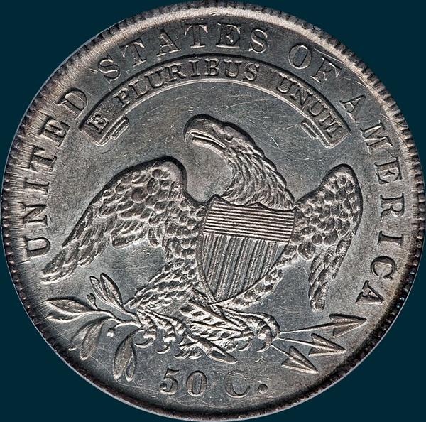 1836 o-103, capped bust half dollar