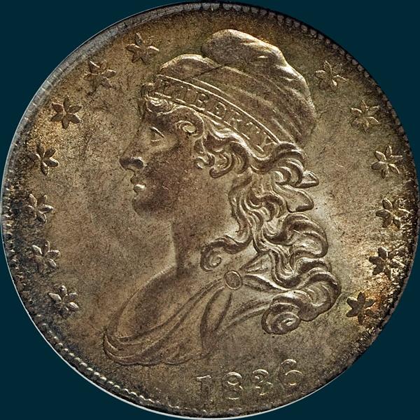 1836, O-105, Capped Bust, Half Dollar