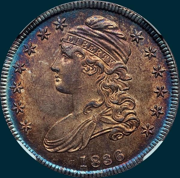 1836 o-113, capped bust half dollar