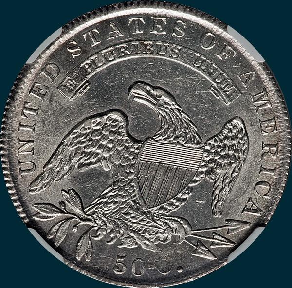 1836 o-121, capped bust half dollar