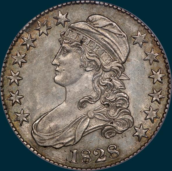 1828 O-123, capped bust, half dollar