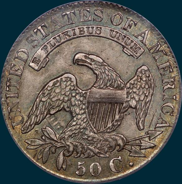 1828 O-123, small 8's large letters, capped bust half dollar