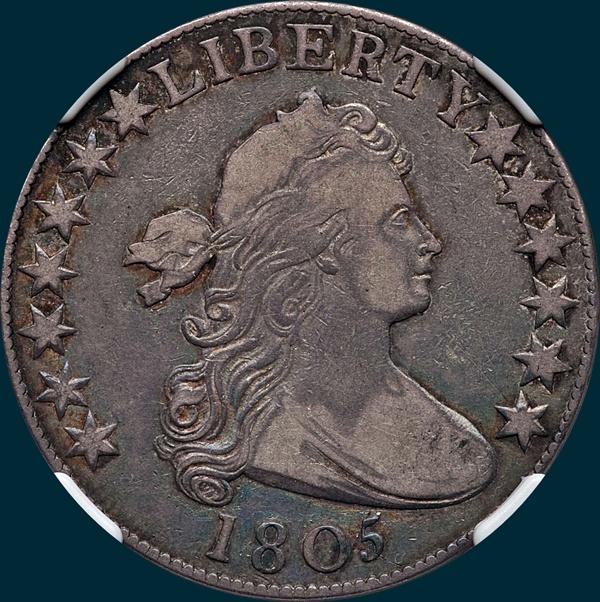 1805, O-105, Draped Bust, Half dollar