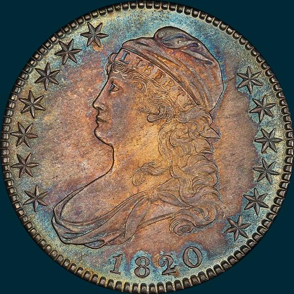 1820/19 O-101, Square based 2, Capped Bust, Half Dollar