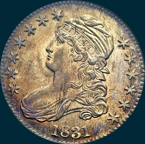 1831, O-112 capped bust half dollar