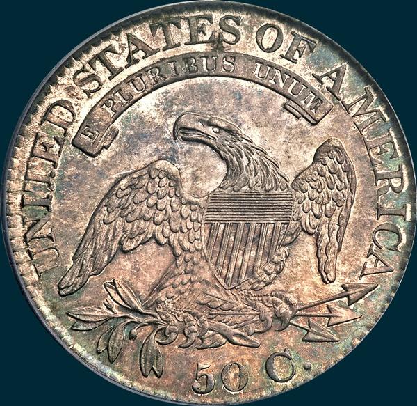 1826 O-104, capped bust half dollar