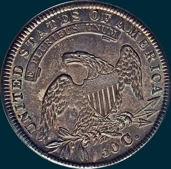 1834 O-105, capped bust half dollar