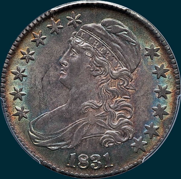 1831, O-114 capped bust half dollar