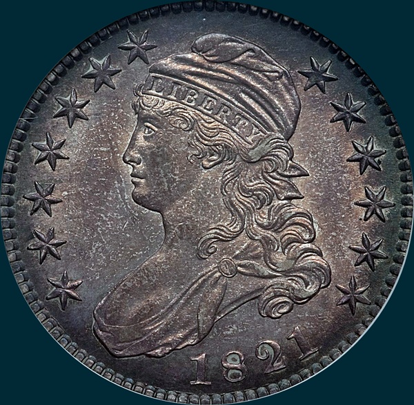 1821, O-107, Capped Bust, Half Dollar