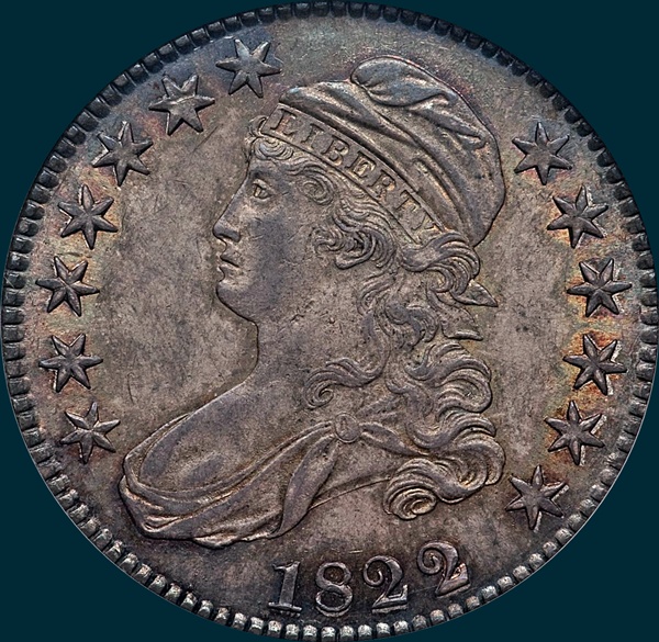 1822 O-102, capped bust half dollar