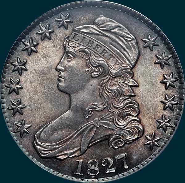 1827, O-110, R4-, Square Base 2, Capped Bust, Half Dollar