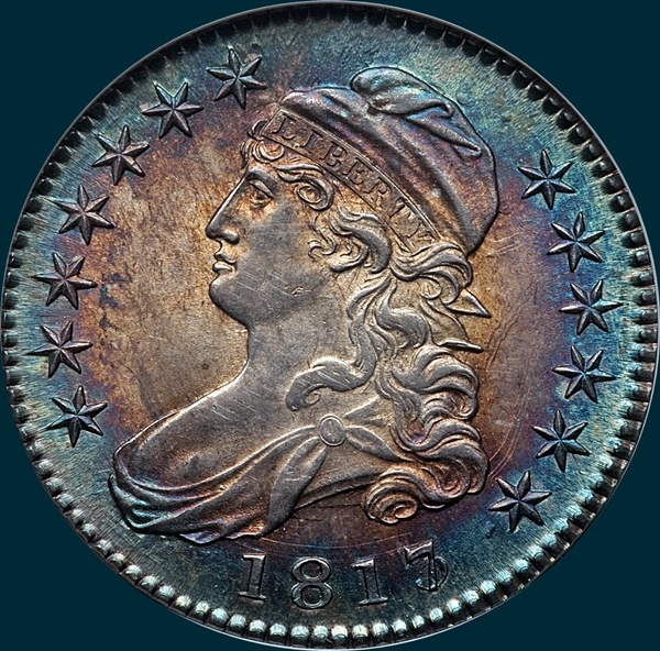 1817, O-101a, 7 over 3, Capped Bust, Half Dollar
