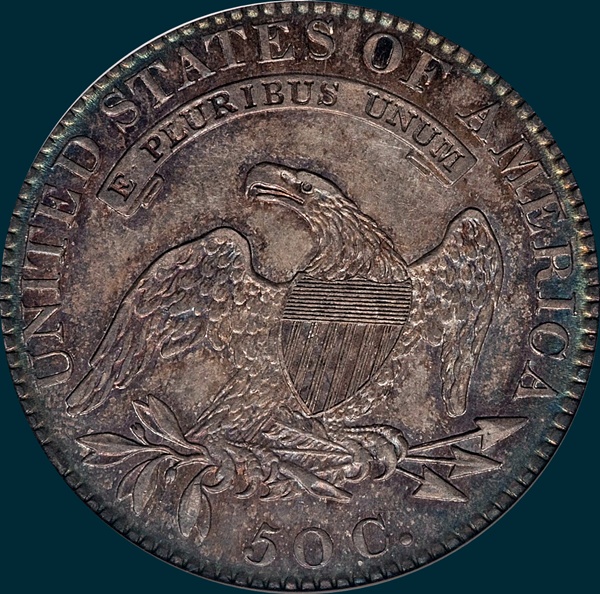 1820 O-105, knob 2, Capped bust half dollar