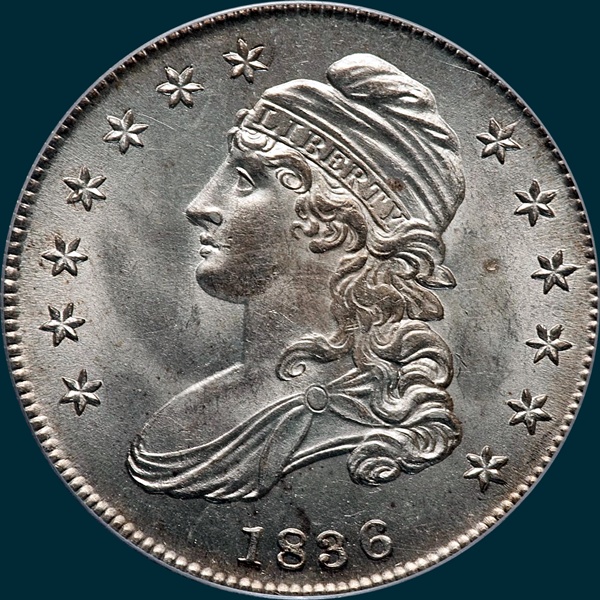 1836, O-101a Capped Bust, Half Dollar