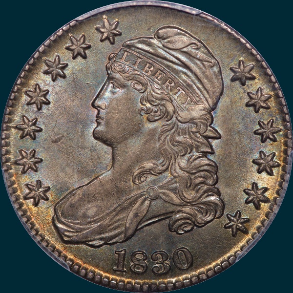 1830 O-119, medium 0 , capped bust half dollar