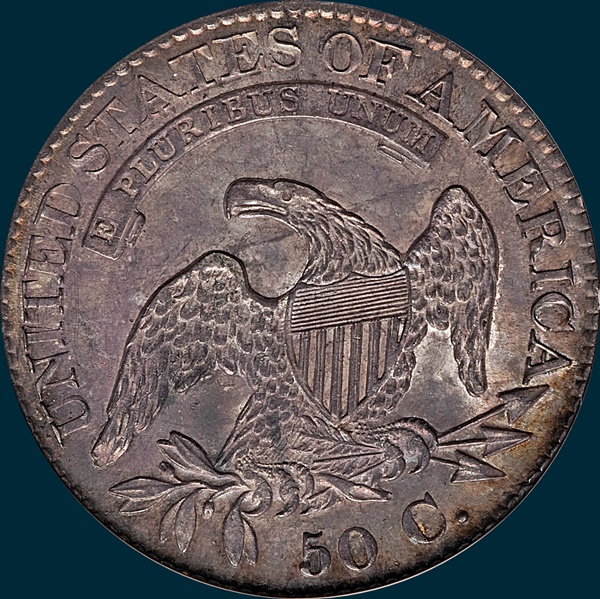 1825, O-106, capped bust half, dollar
