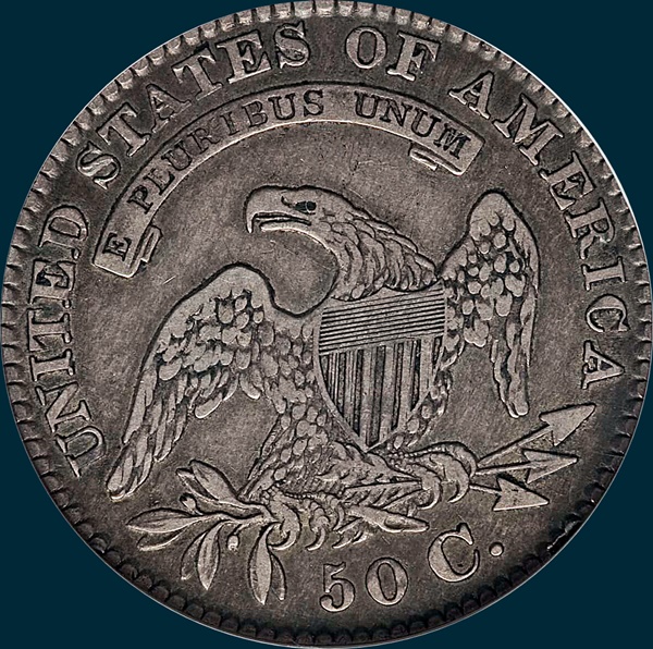 1829 O-113, capped bust half dollar