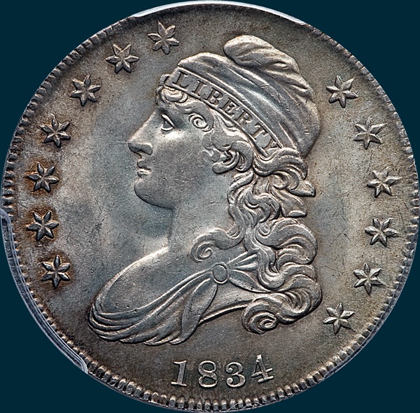 1834, O-119, Small Date, Small Letters, Capped Bust, Half Dollar