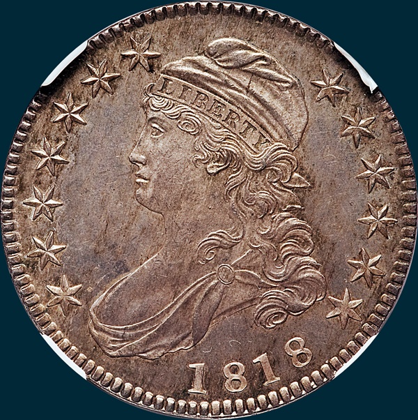 1818 O-113, capped bust half dollar