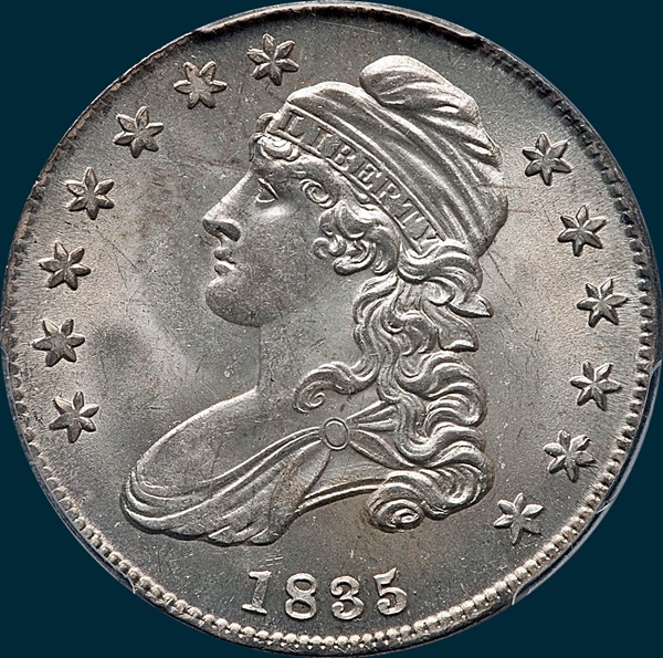 1835, O-107, Capped Bust, Half Dollar
