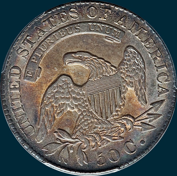 1830 O-121, large 0, capped bust half dollar