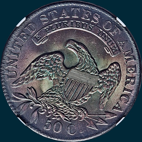 1833 O-108, capped bust half dollar
