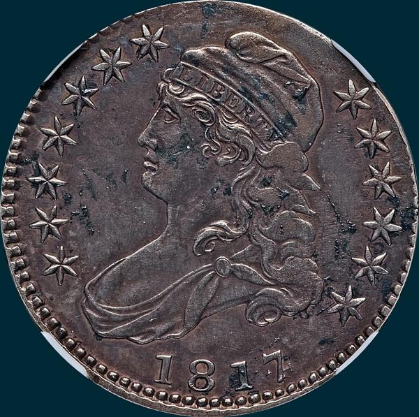 1817, O-102a, 7 over 4, Capped Bust, Half Dollar